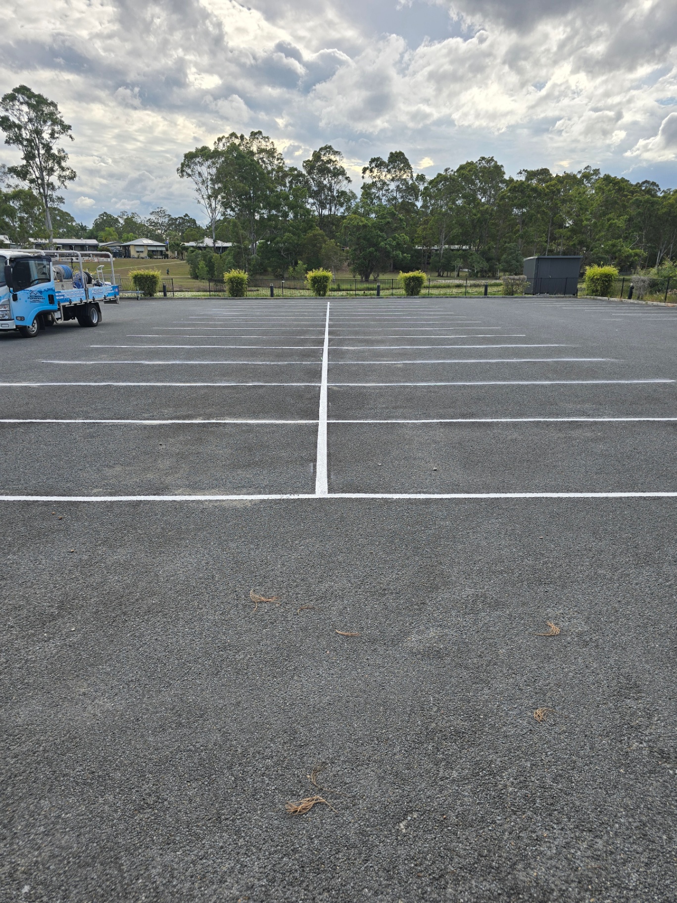 Crisp new line marking after professional application